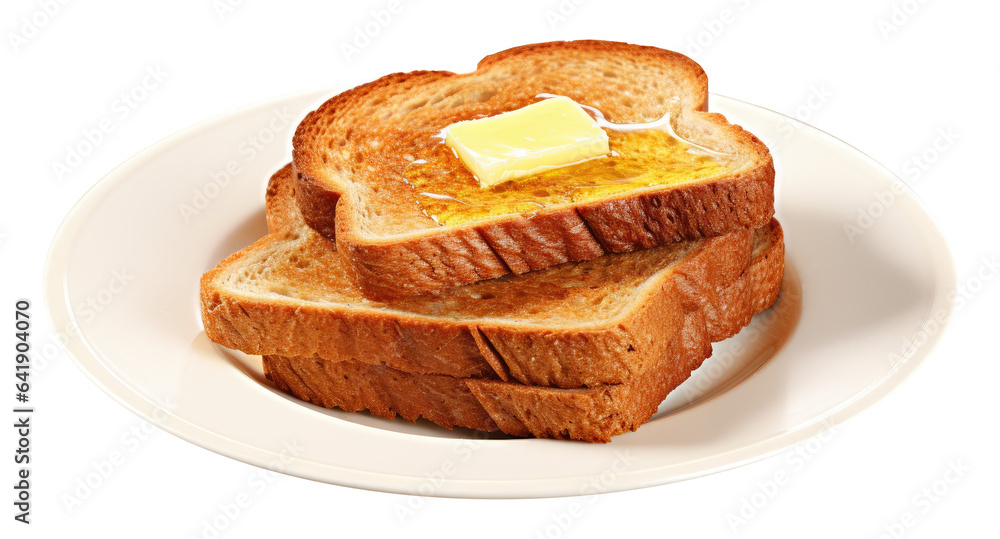 Toast Bread on Plate With Butter Isolated on Transparent Background
Toast Bread on Plate With Butter Isolated on Transparent Background