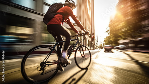 街中を自転車・ロードバイクで走る人・サイクリング・サイクリスト
 photo