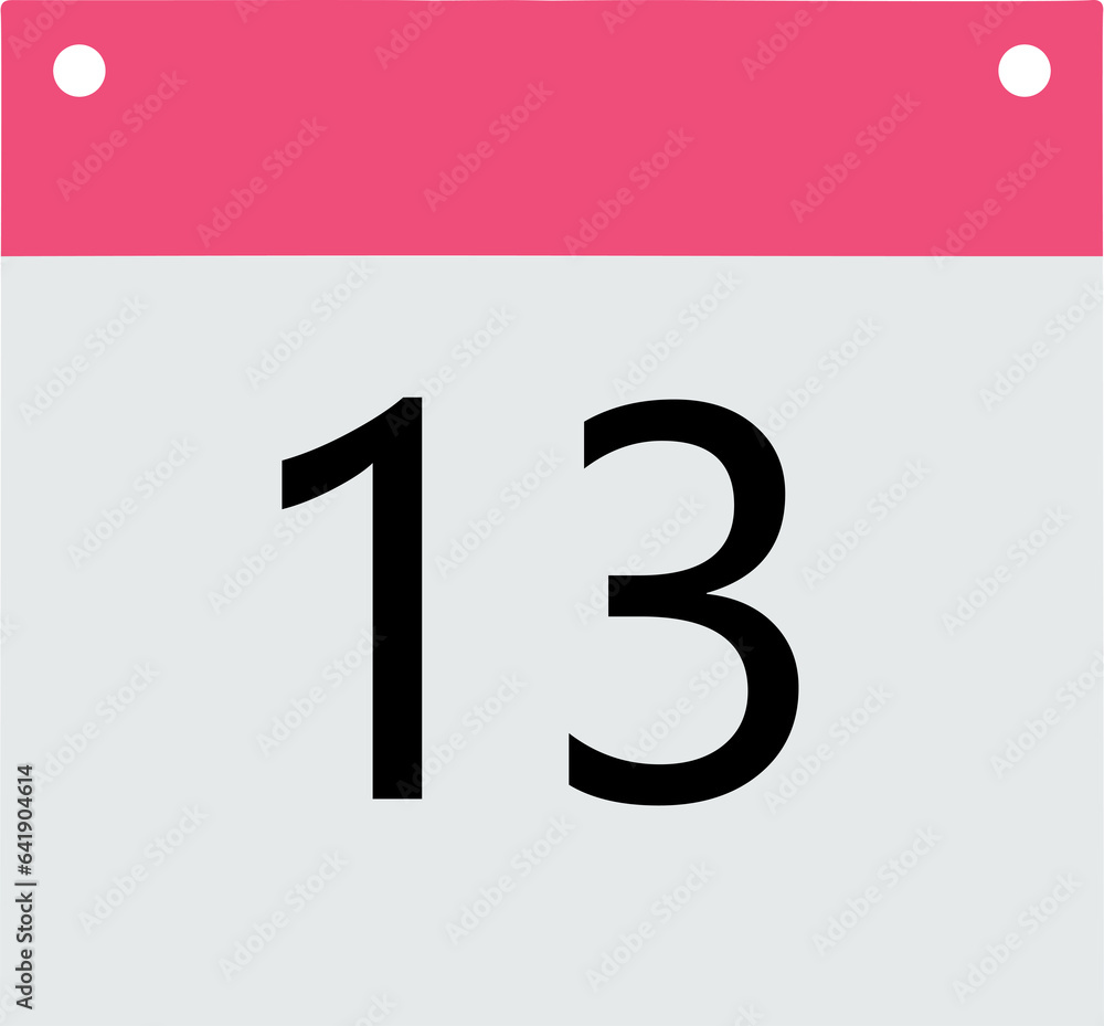 Fototapeta premium Header calendar pink bottom gray black number 13