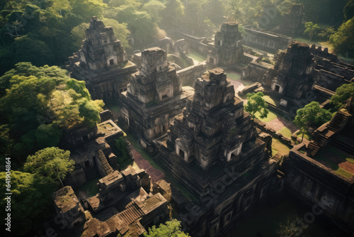 Timeless Majesty: Aerial Glimpse of Enchanting Ancient Ruins Embraced by Nature's History