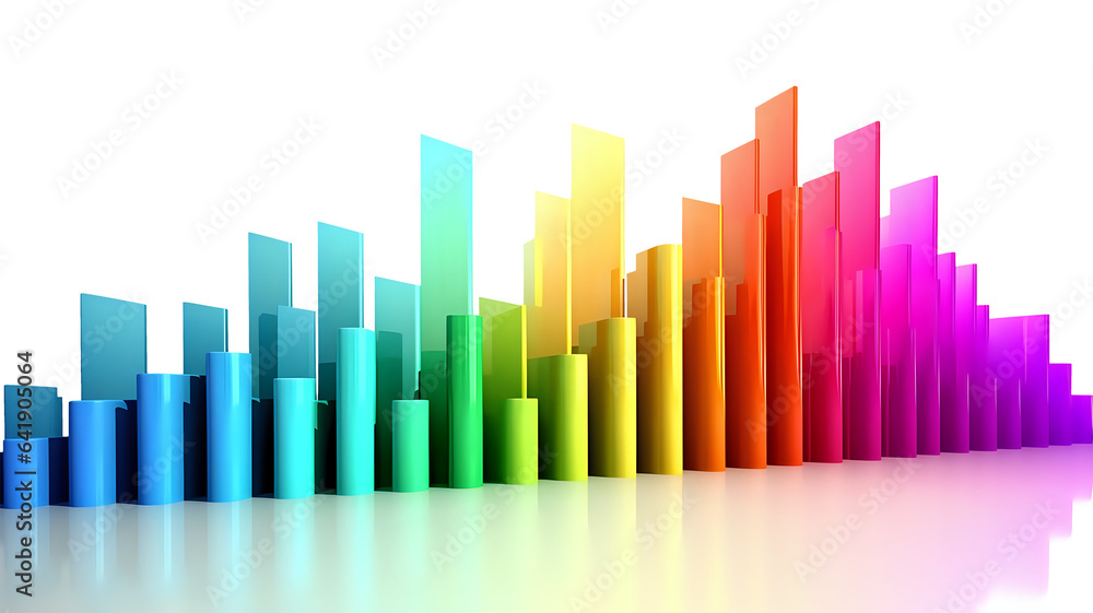 bright voluminous graphs and columns of diagrams on a transparent background