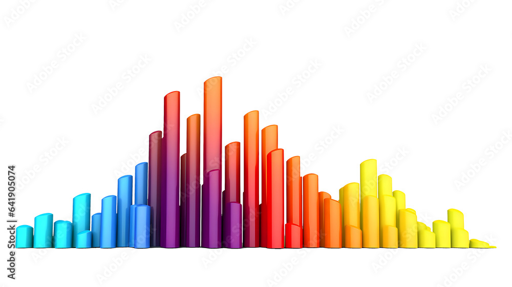 bright voluminous graphs and columns of diagrams on a transparent background