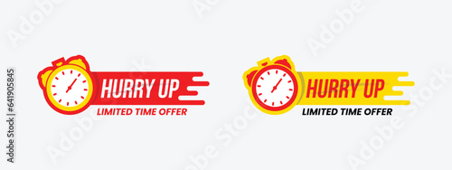 Hurry up sticker label banner tag for sale event and media promotion