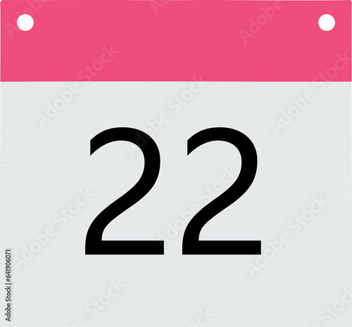 Header calendar pink bottom gray black number 22