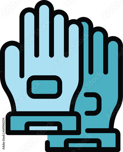 Sport gloves icon outline vector. Hand snow. Glove safety color flat