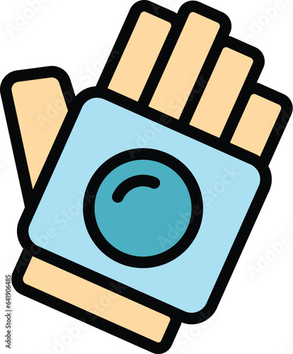 Button glove icon outline vector. Hand keeper. Winter snow color flat