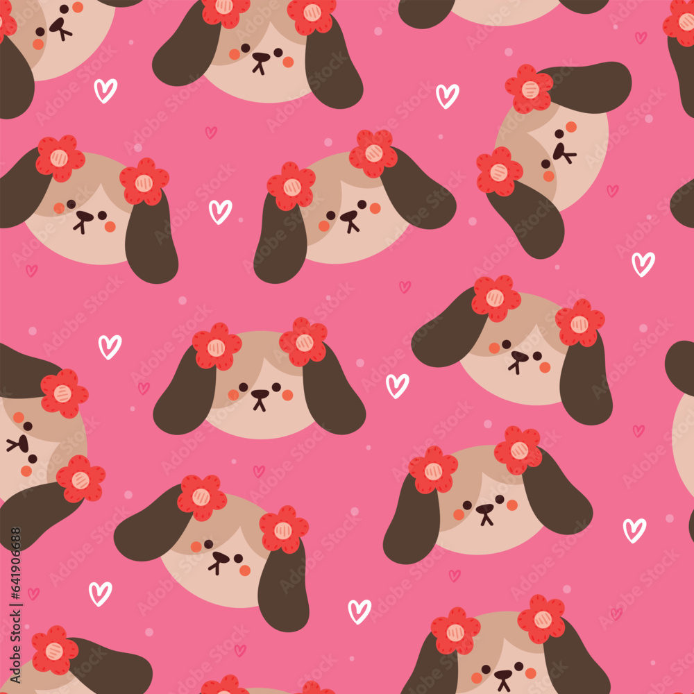 seamless pattern cartoon puppy and flower. cute animal wallpaper for textile, gift wrap paper seamless pattern cartoon puppy and flower. cute animal wallpaper for textile, gift wrap paper