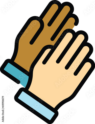 Hand keeper icon outline vector. Sport glove. Boxer punch color flat