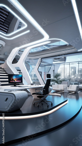 futuristic office interior. generative ai
