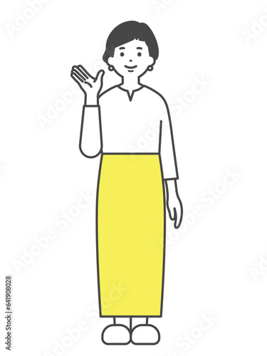 説明をする女性　Woman explaining	
