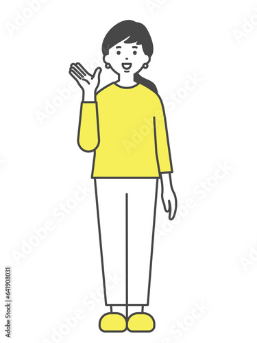 説明をする女性　Woman explaining	
