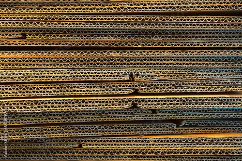 Stack of used corrugated cardboards