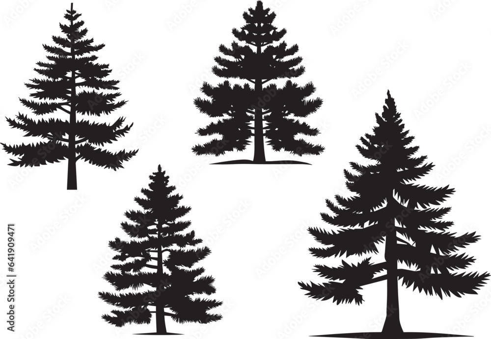 Pine tree vector silhouette illustration