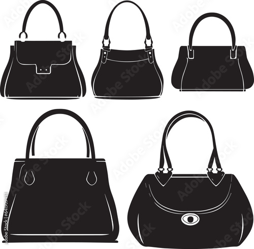Ladies bag vector silhouette illustration black color