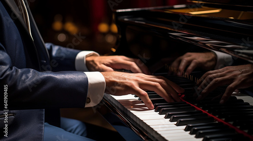 A Person's Hands Gracefully Playing the Piano, Infusing the Air with Enchanting Melodies and Artistic Expression