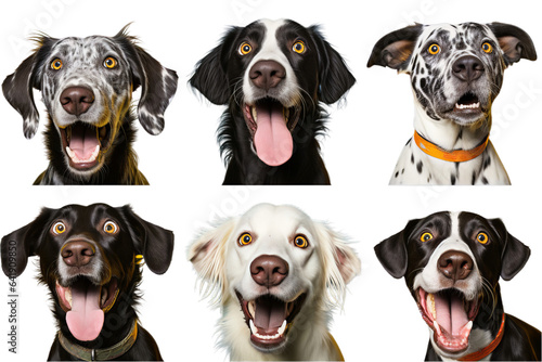 Dogs with their mouths open, capturing their playful and happy expressions
