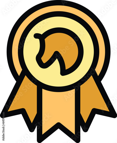 Emblem race icon outline vector. Horse derby. Sport jockey color flat