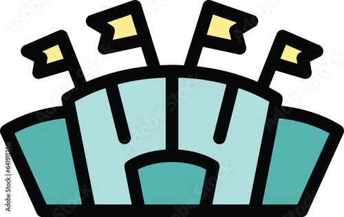 Open hippodrome icon outline vector. Derby racesport. Horse track color flat