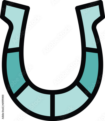 Horseshoe icon outline vector. Horse jockey. Derby track color flat