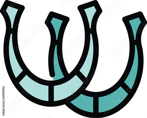 Front horseshoe icon outline vector. Horse race. Derby betting color flat photo