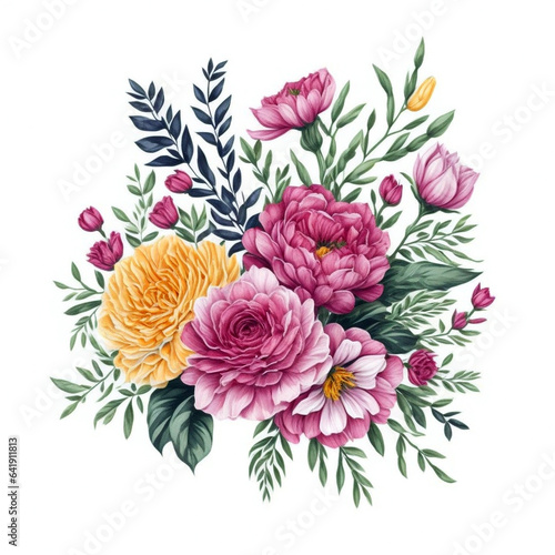  Vector floral bouquet with watercolor arrangement  created with AI Generative technology