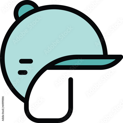 Jockey helmet icon outline vector. Race sport. Derby track color flat