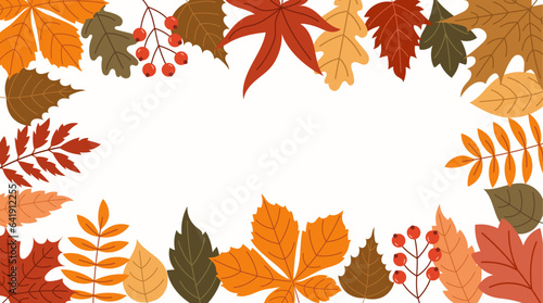 Autumn frame with different leaves