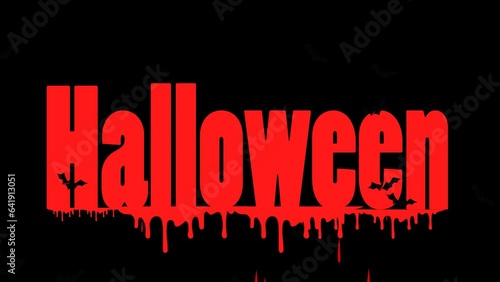 Hppy halloween, animated text Title melted with blood  Isolated on alpha background photo