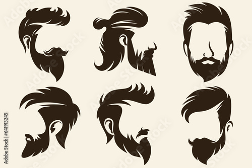 Set of Vector vintage hairstyle barber shop logo for your design