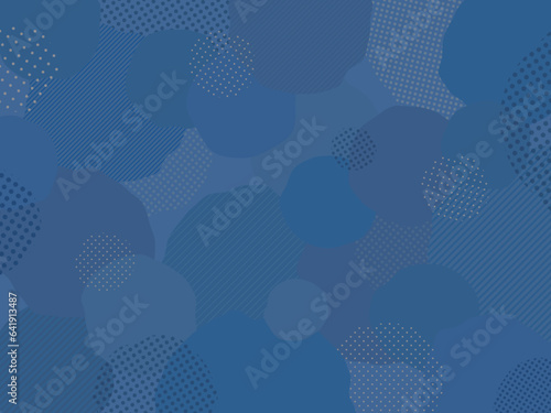 背景素材 青色 紺色 幾何学模様のポップなバックグラウンド素材 ドット ストライプ © PolarisEighteen