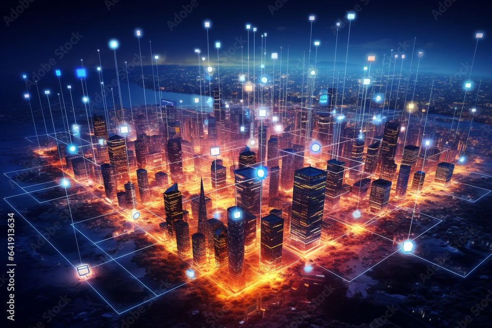 Fototapeta premium Digital technology, internet network connection, big data, digital marketing IoT internet of things