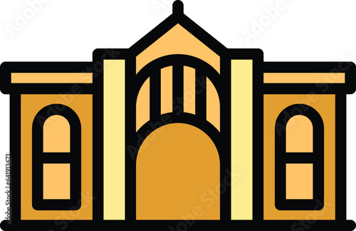 Opera house icon outline vector. City skyline. World famous color flat