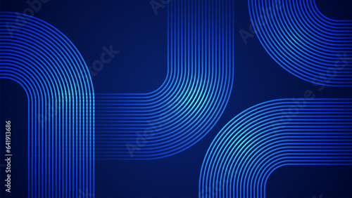 Dark blue simple abstract background with lines in a curved style geometric style as the main element.