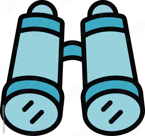 Lifeguard binoculars icon outline vector. Ocean help. Water jacket color flat