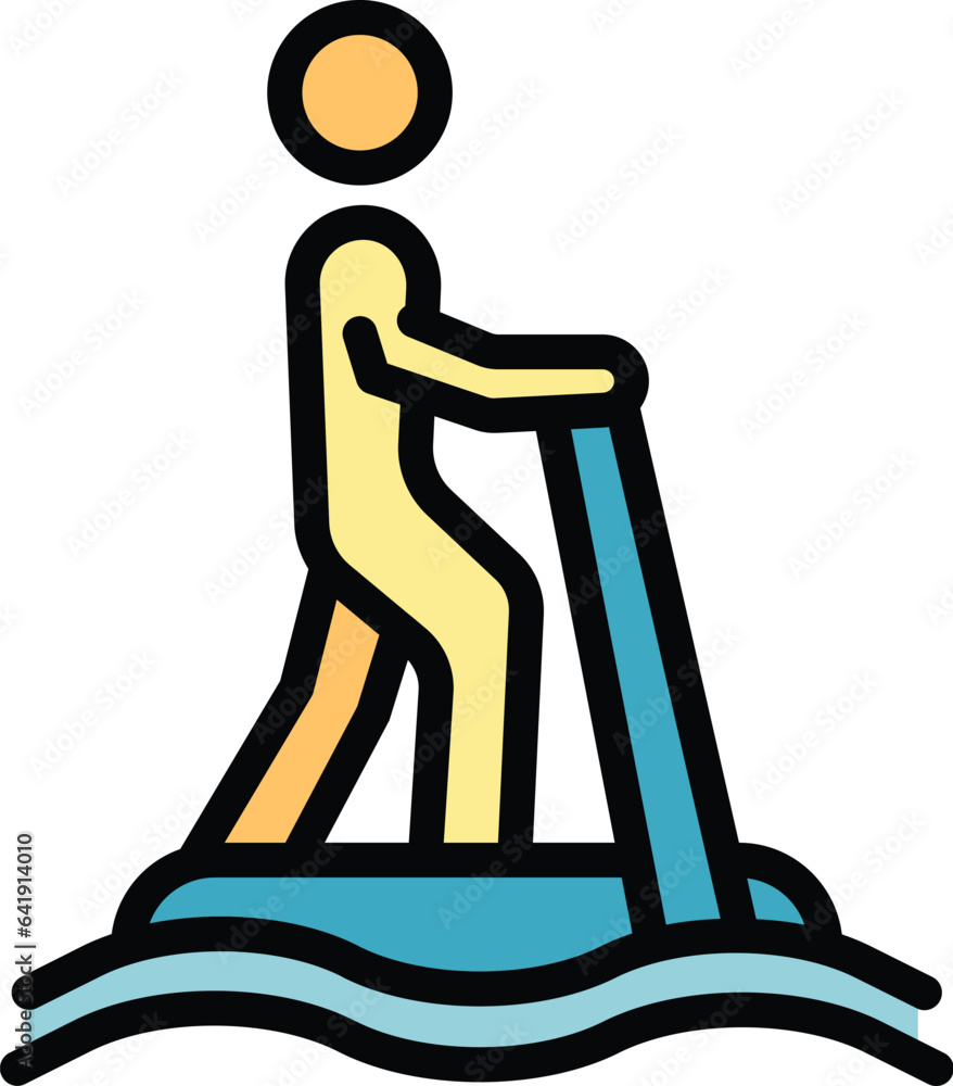 Sea jet icon outline vector. Water safety. Life jacket color flat