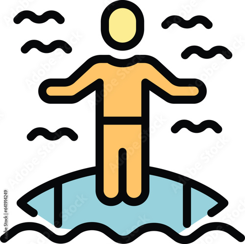 Safety surf icon outline vector. Water life. Beach guard color flat