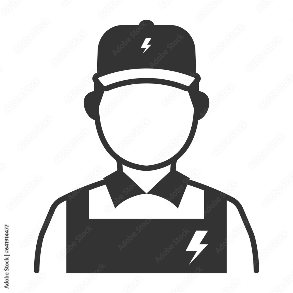 Vector illustration of electrician icon in dark color and transparent background(png).