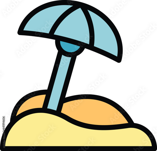 Beach umbrella icon outline vector. Safety water. Lifeguard ocean color flat