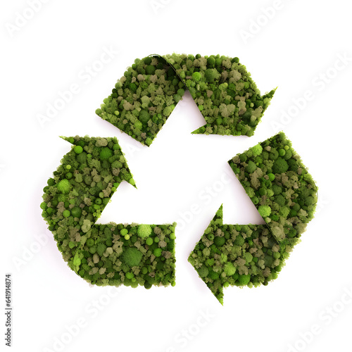 Recycling symbol composed of tree crowns isolated on white background.