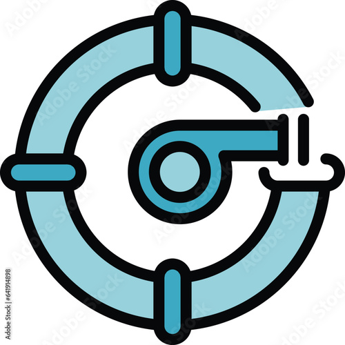 Water safety training icon outline vector. Safe whistle. Kid guard color flat