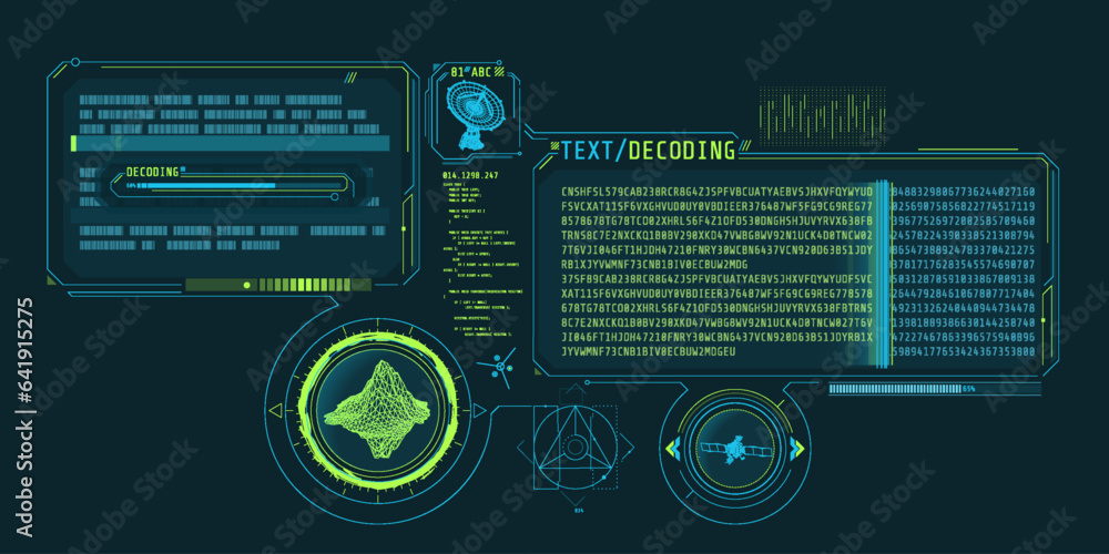 Decoding satellite and radio telescope data about an object. Stock ...