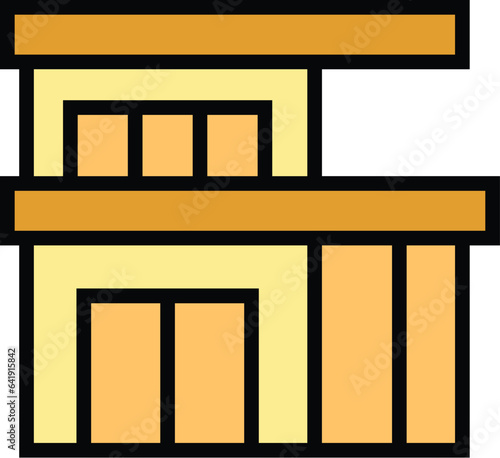 Rich villa icon outline vector. Home cottage. Garage village color flat