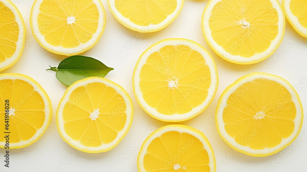 A Group of Sliced Lemons Artfully Arranged on a Clean White Table