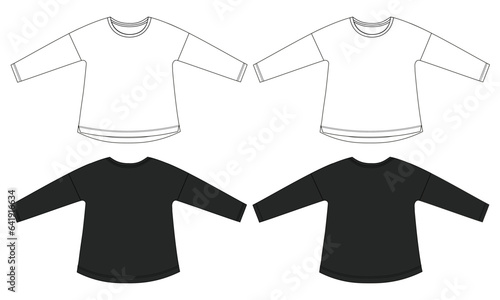  	
White and black long sleeve t shirt vector illustration template for ladies