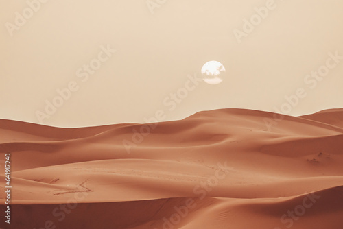 Sand texture during sunrise, Sahara Desert Merzouga, Morocco landscape oriented photo