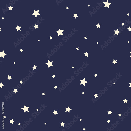 Vector illustration stars seamless pattern isolated on navy background. design for use all over fabric print wrapping paper decorative backdrop and others