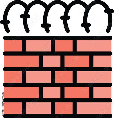 Brick wall icon outline vector. Migrant people. War family color flat
