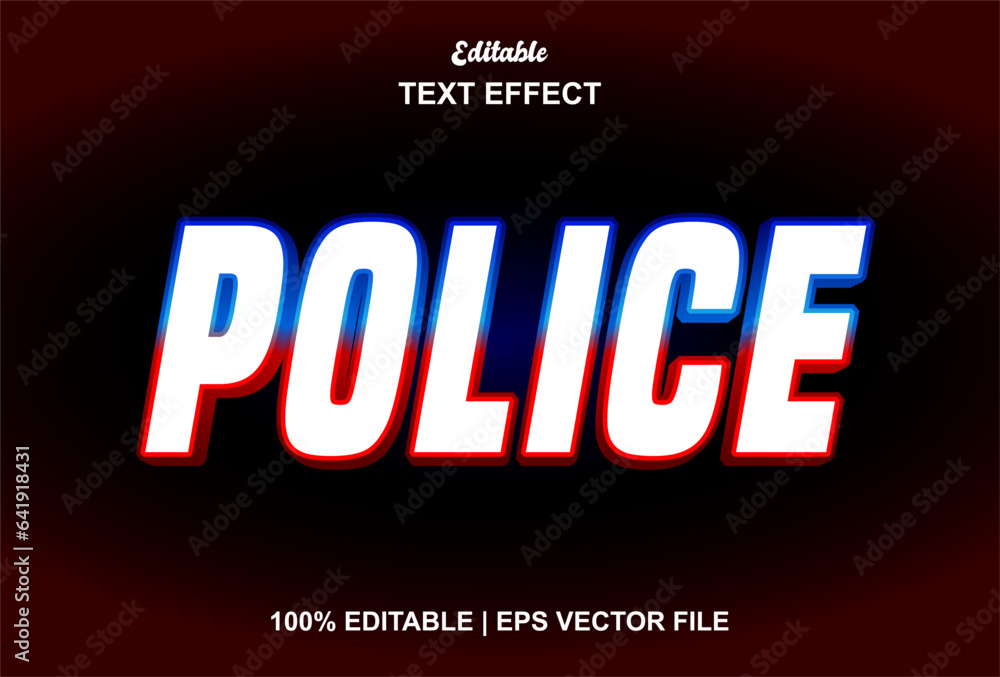 police text effect with blue color graphic style and editable. police text effect with blue color graphic style and editable.