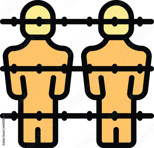 Help poor icon outline vector. Migrant people. Refugee asylum color flat