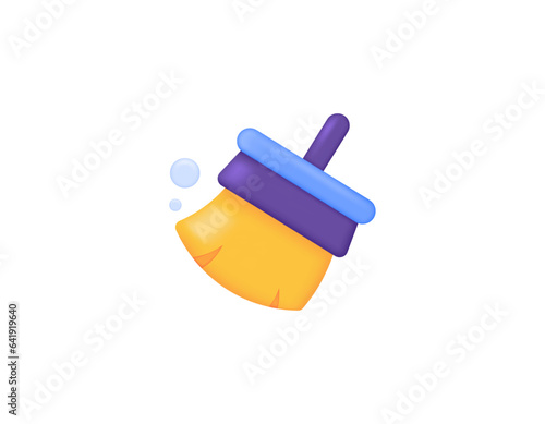 junk data cleaner. cleaner to remove cache data from apps, clean empty folders, and delete various history. cleaning brush or broom. symbol or icon. minimalist 3d illustration concept design. vector